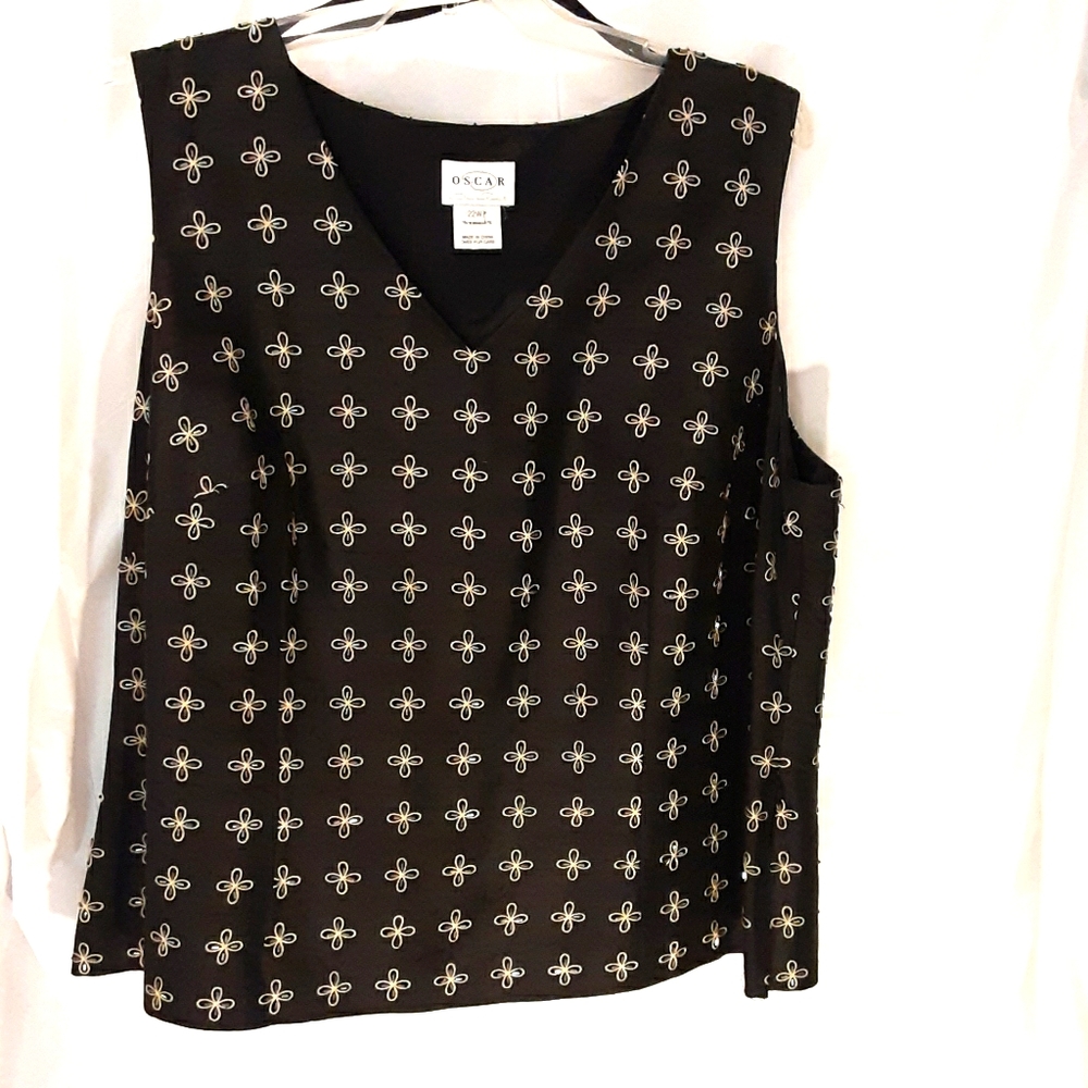 EUC OSCAR by Oscar de la Renta 22W Beaded Tank Top